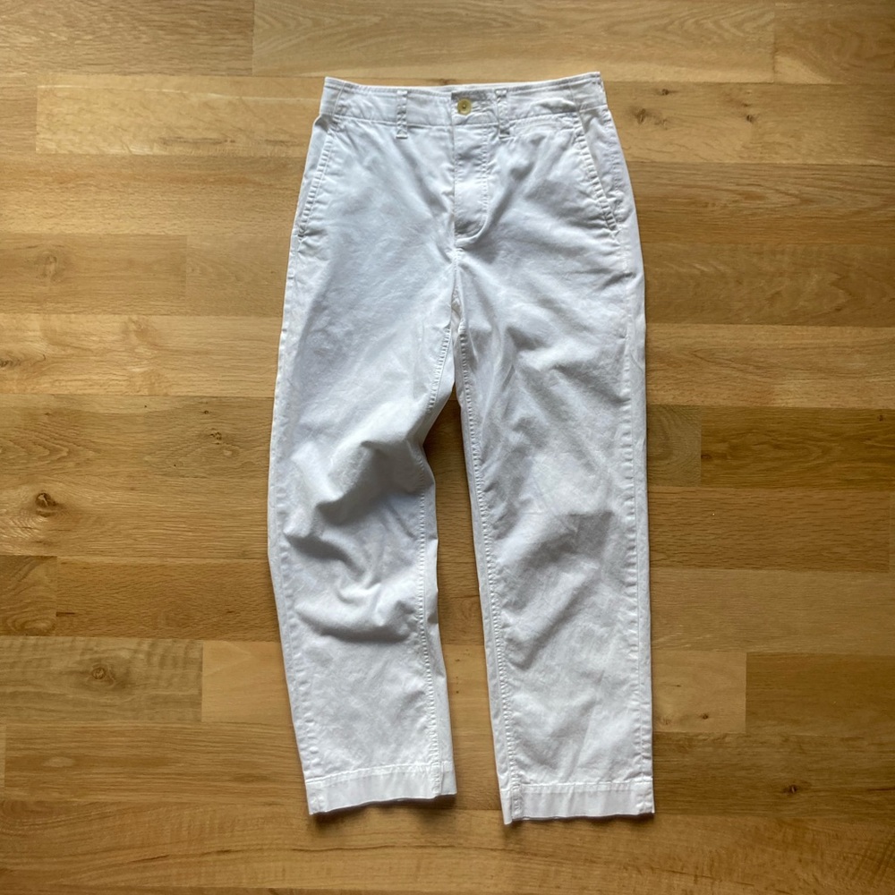 Everlane Relaxed High Waist Chino Sz 0 EUC White Button Fly Stretch Straight